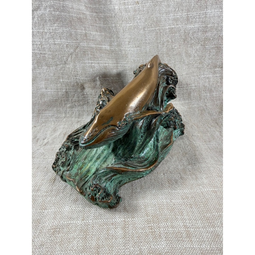 Vintage Austin Productions Dolphin Sculpture Verdigris Coastal Decor Statue